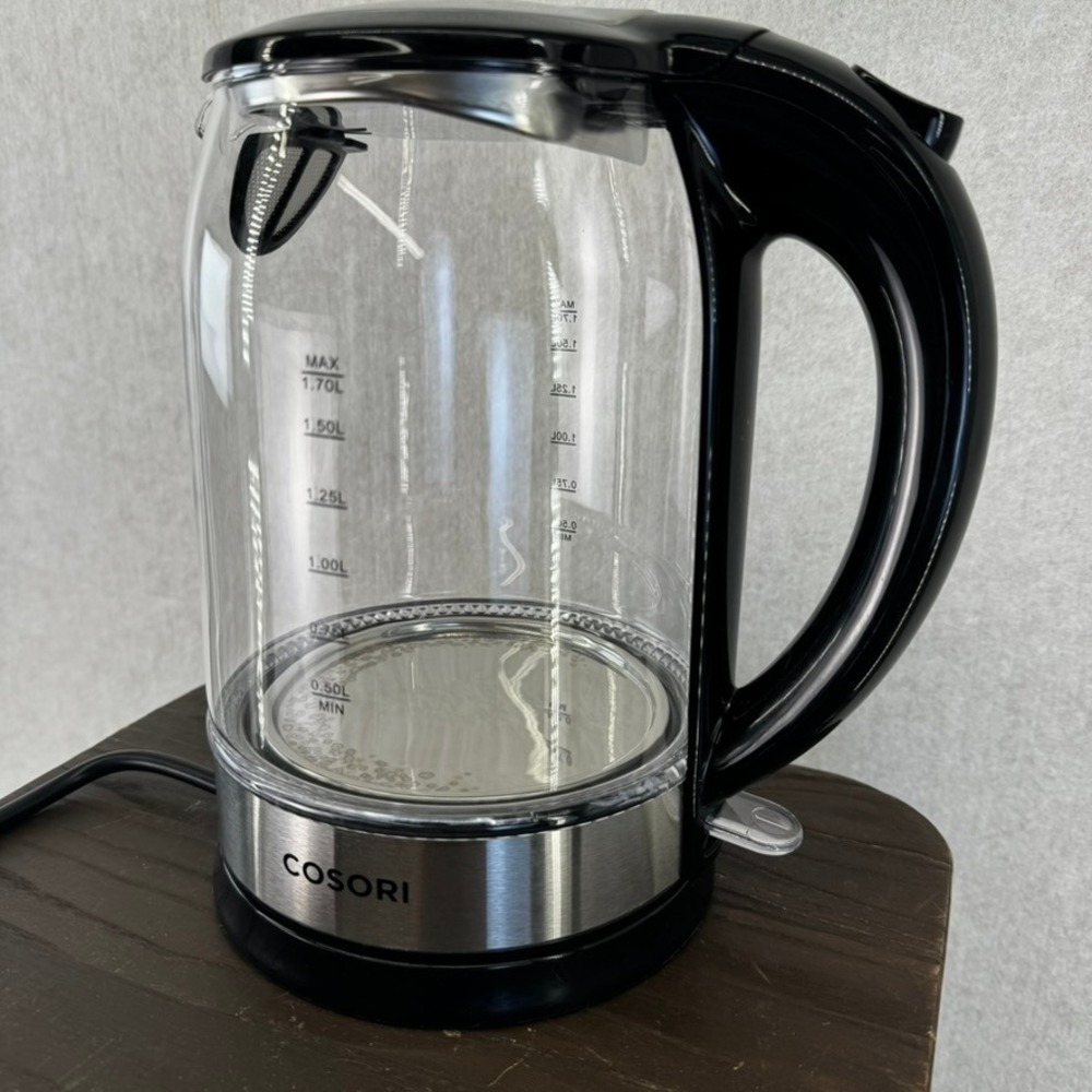Cosori Electric Glass Kettle 1.7L Cordless Tea Pot Silver Black GK172-CO